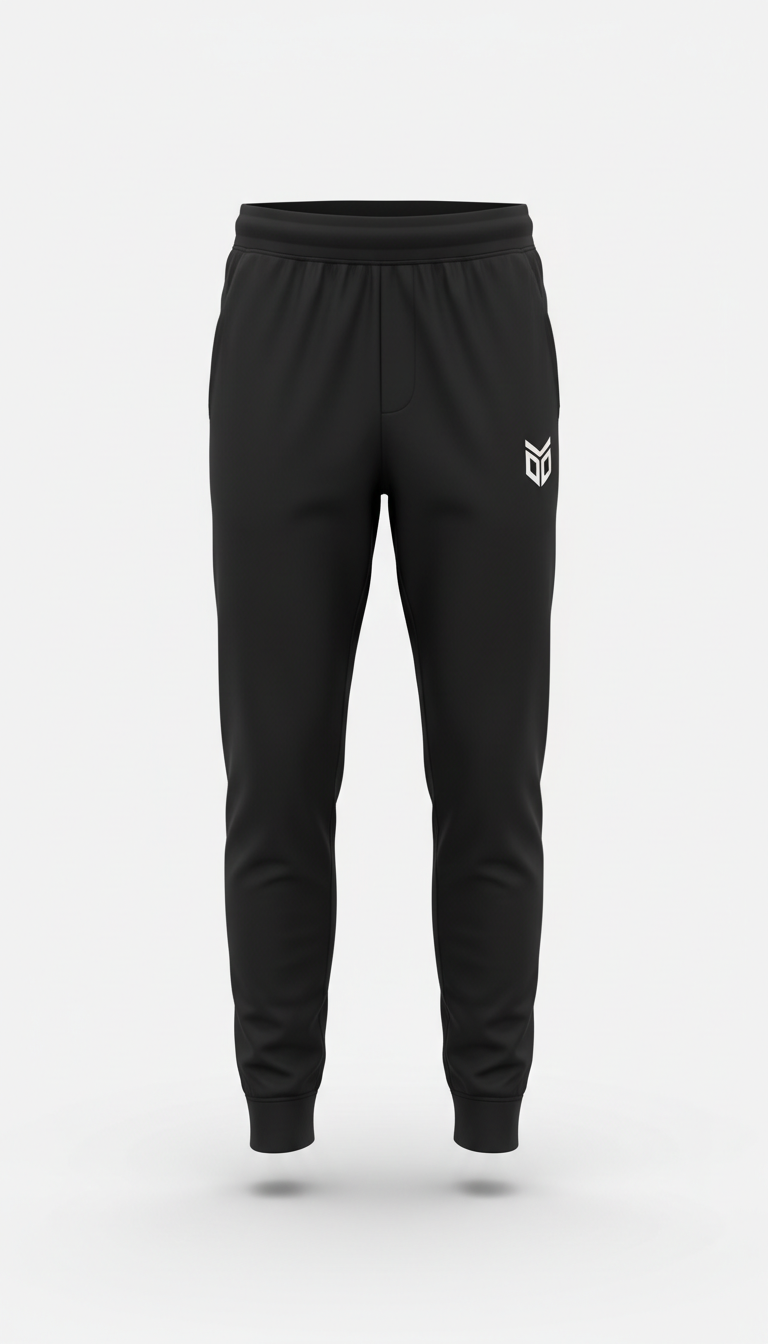 Joggers negros minimalistas con logo blanco