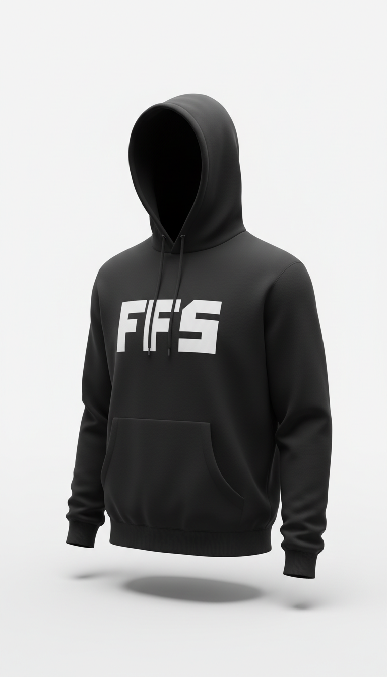 Sudadera negra mate con tipografía blanca