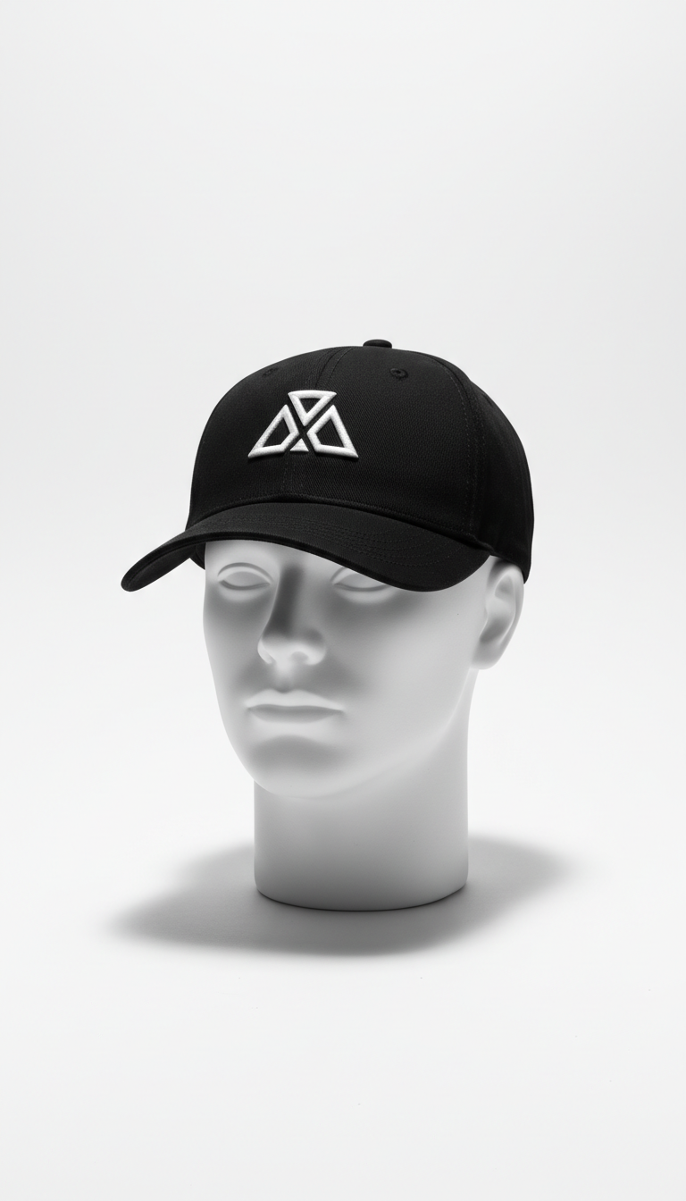 Gorra negra mate con texto bordado blanco